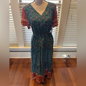 SAPPHIRE Womens Size M Green Floral bohemian maxi dress NWT